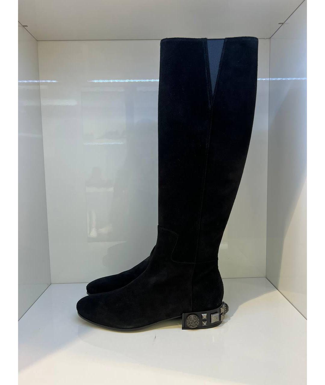 DOLCE&GABBANA Черные замшевые сапоги, фото 4