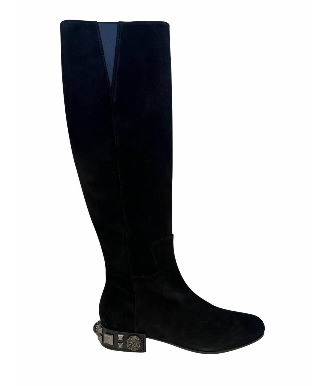 DOLCE&GABBANA Черные замшевые сапоги, фото 1