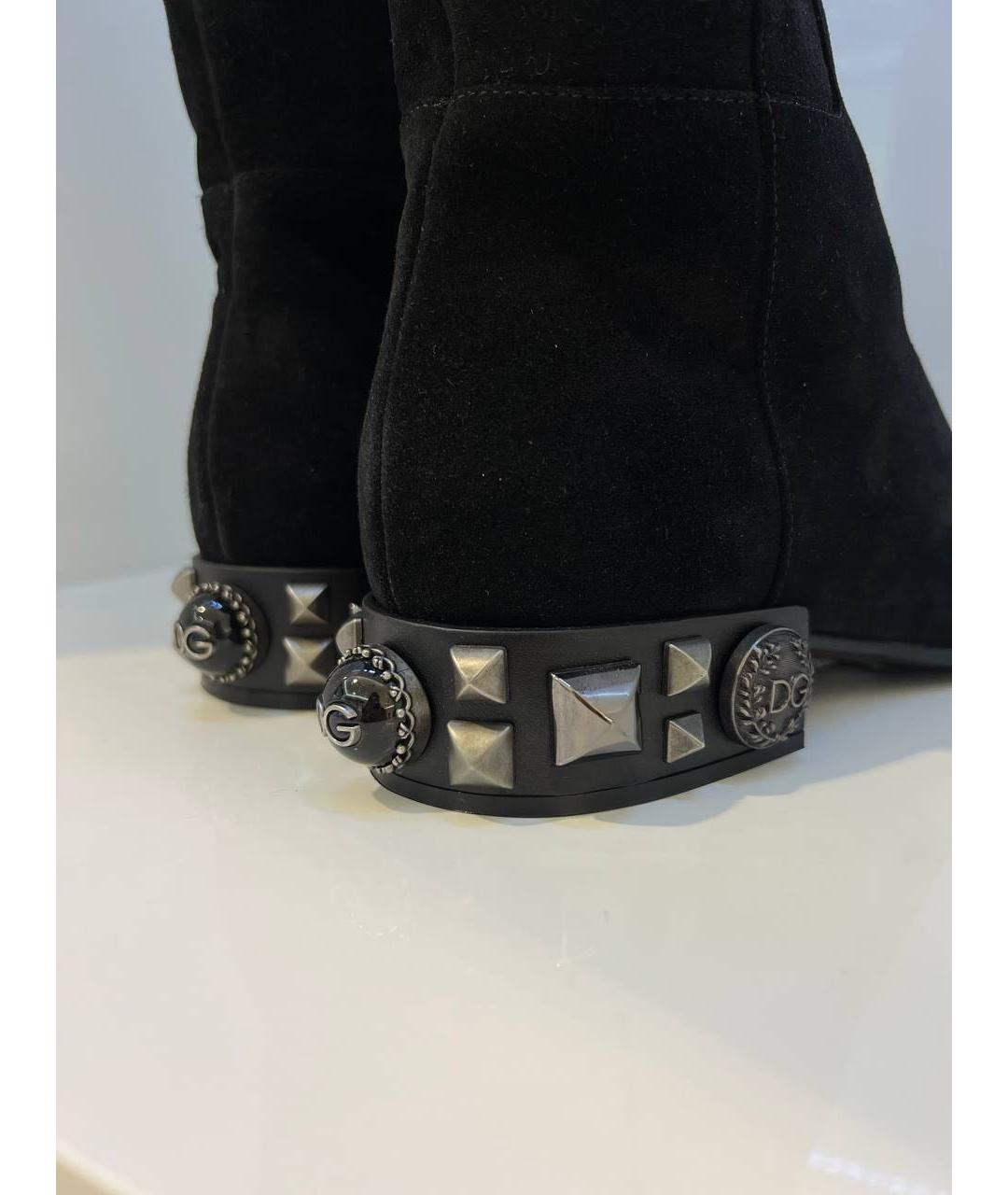 DOLCE&GABBANA Черные замшевые сапоги, фото 3