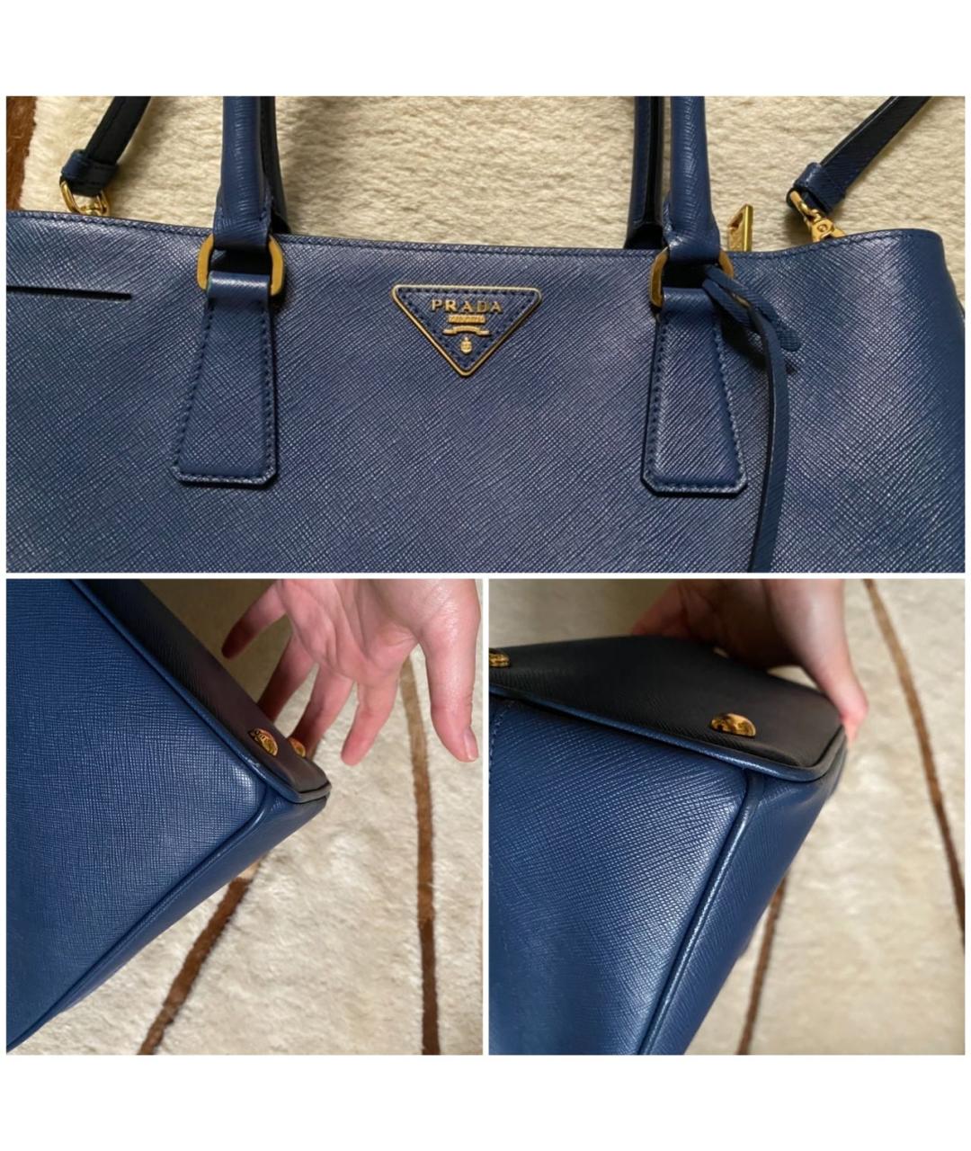 PRADA Темно-синяя кожаная сумка с короткими ручками, фото 6