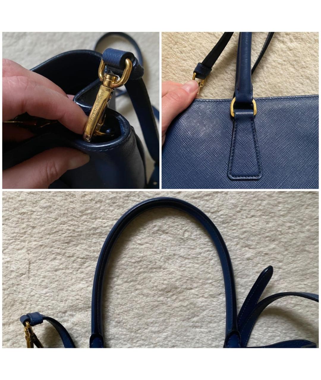 PRADA Темно-синяя кожаная сумка с короткими ручками, фото 5