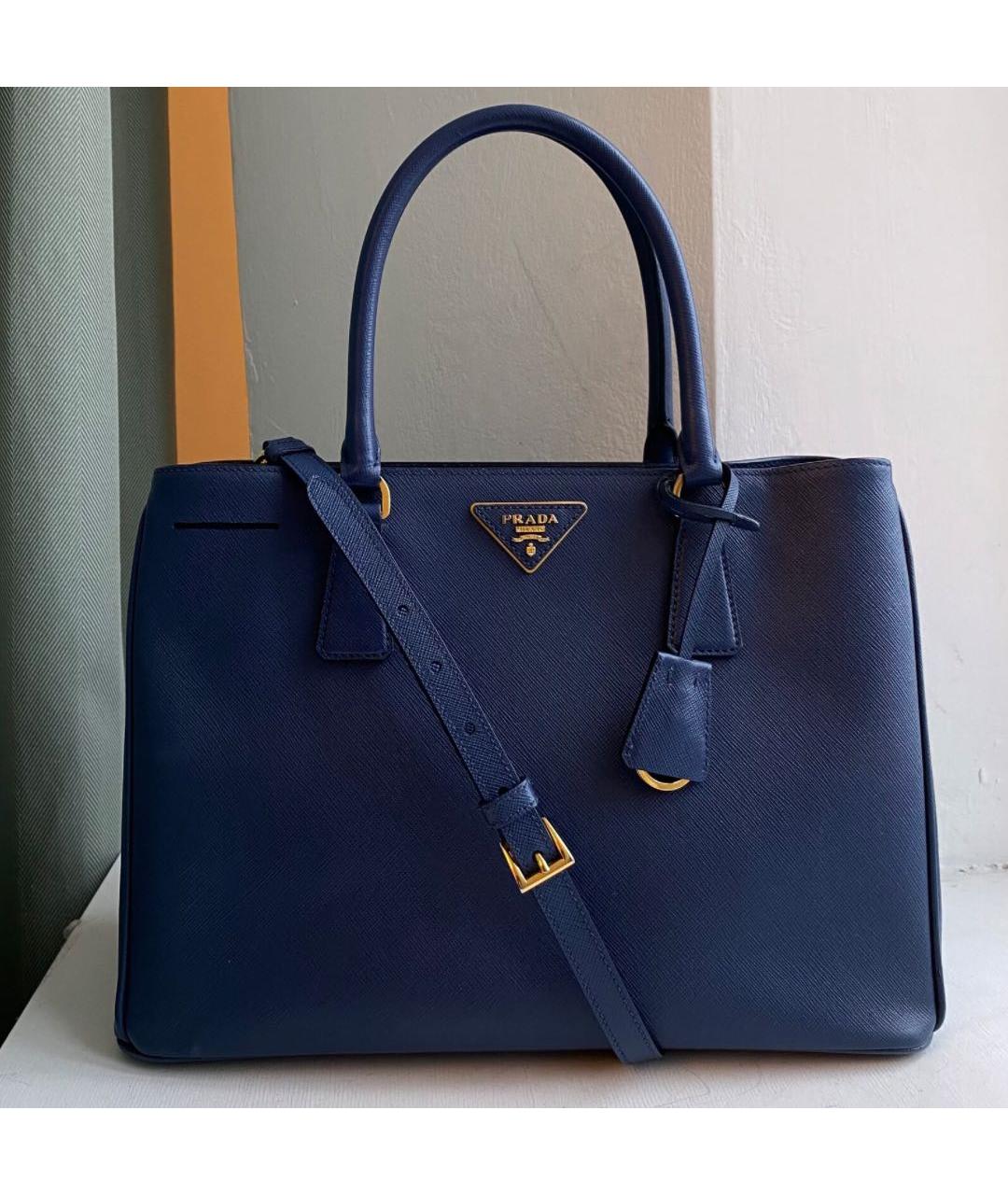 PRADA Темно-синяя кожаная сумка с короткими ручками, фото 8