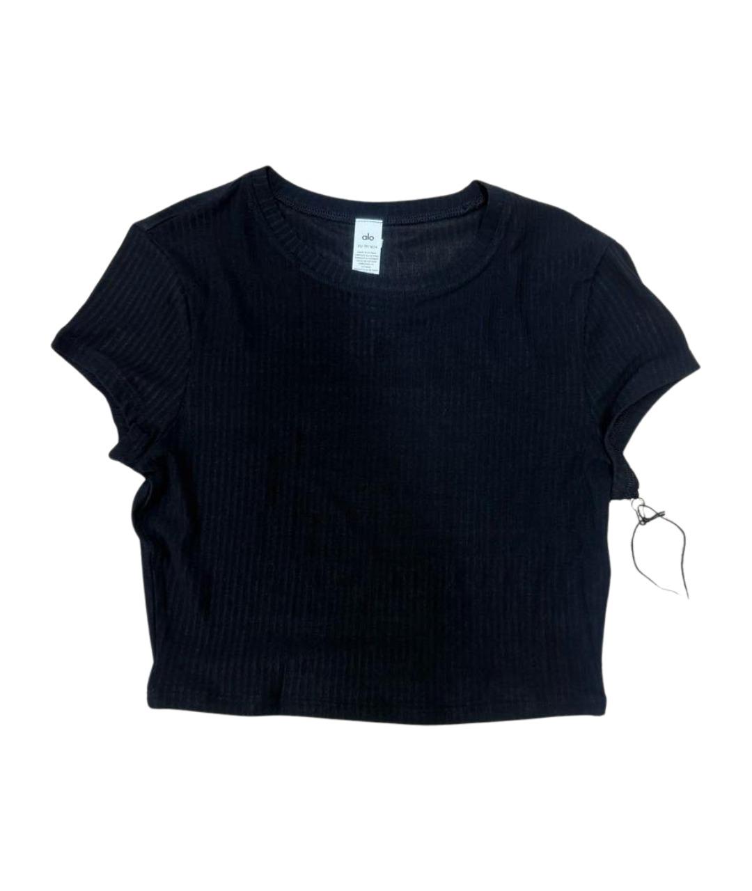 ALO YOGA Черная вискозная футболка, фото 1