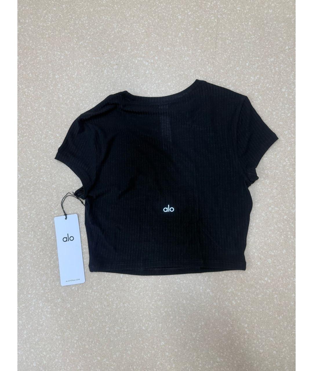 ALO YOGA Черная вискозная футболка, фото 2
