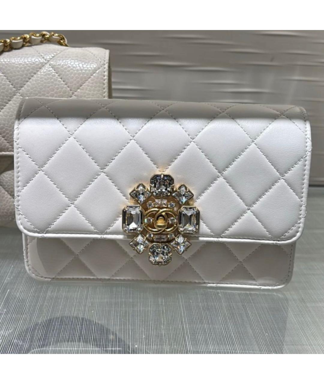 CHANEL Белая кожаная сумка через плечо, фото 2