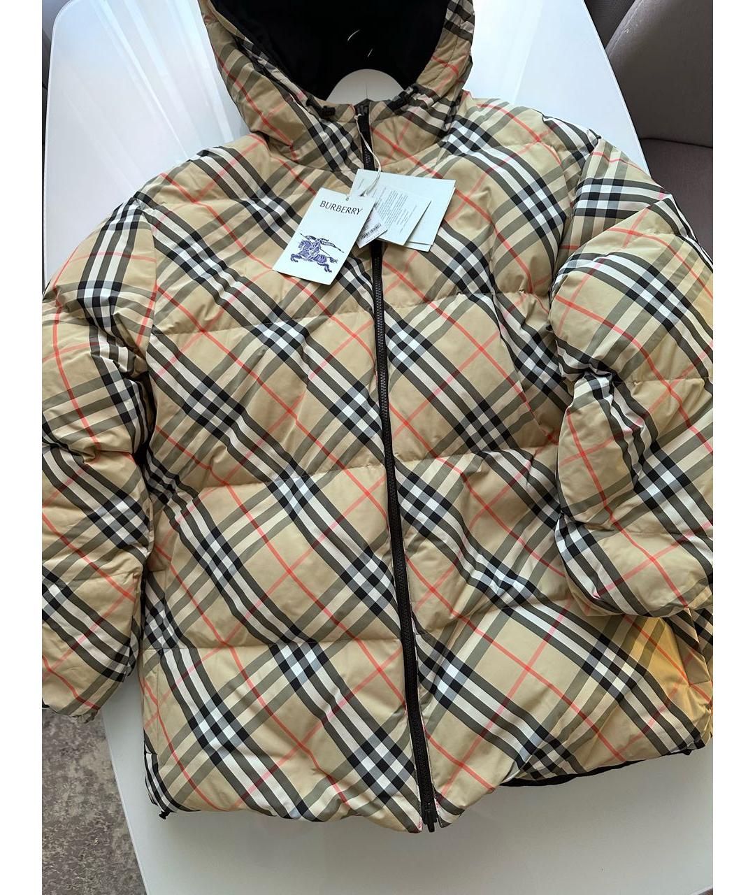 BURBERRY Горчичный полиамидовый пуховик, фото 4