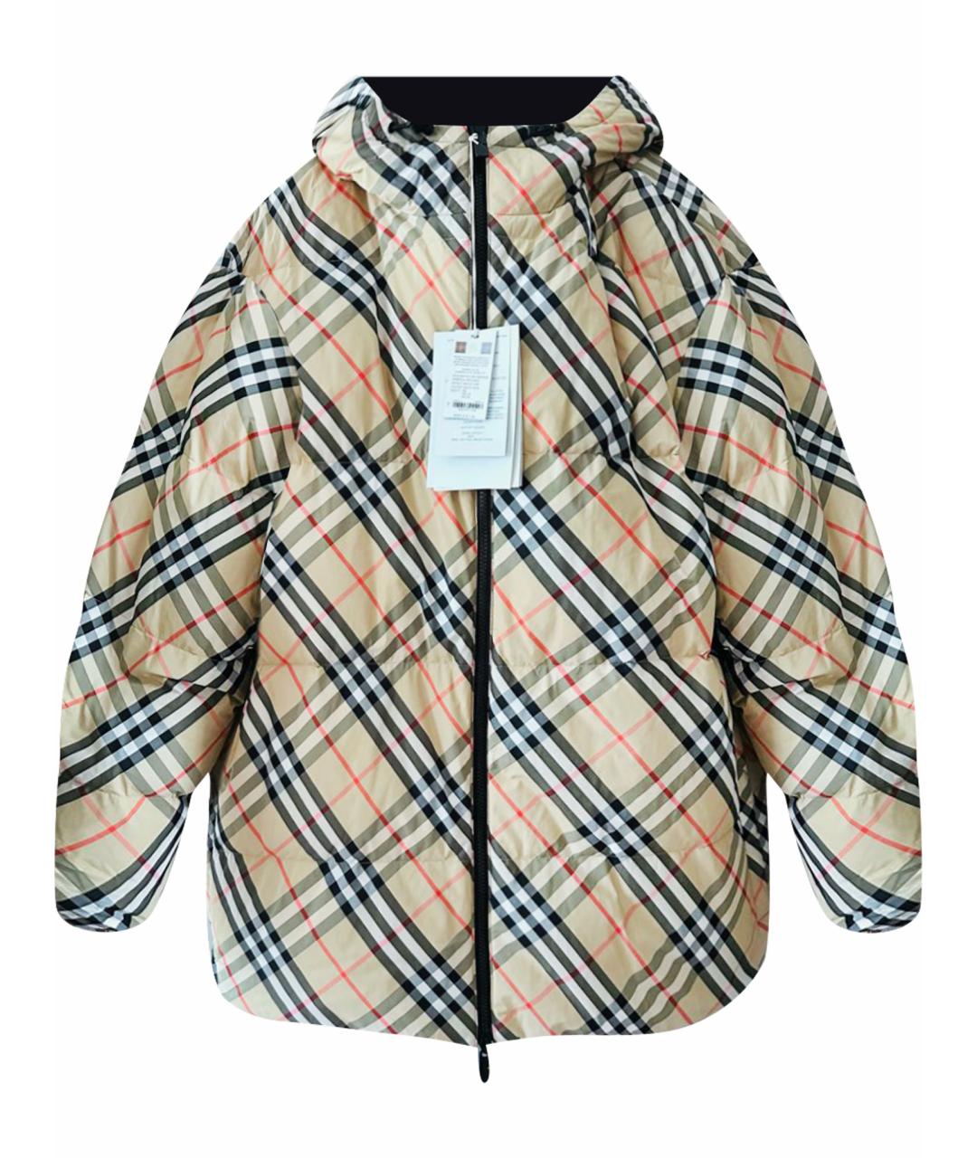 BURBERRY Горчичный полиамидовый пуховик, фото 1