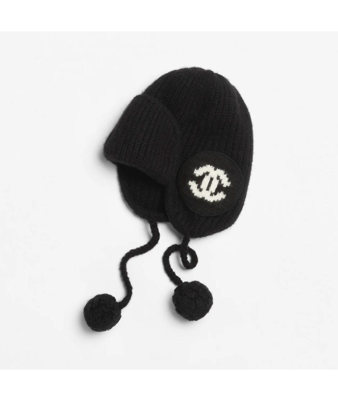 CHANEL Черная шерстяная шапка, фото 4