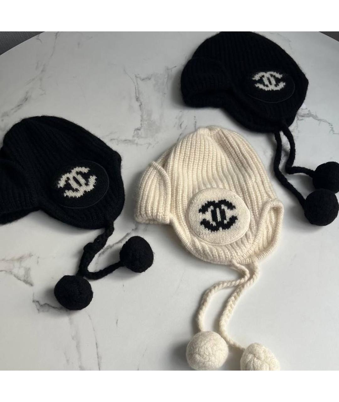 CHANEL Черная шерстяная шапка, фото 3