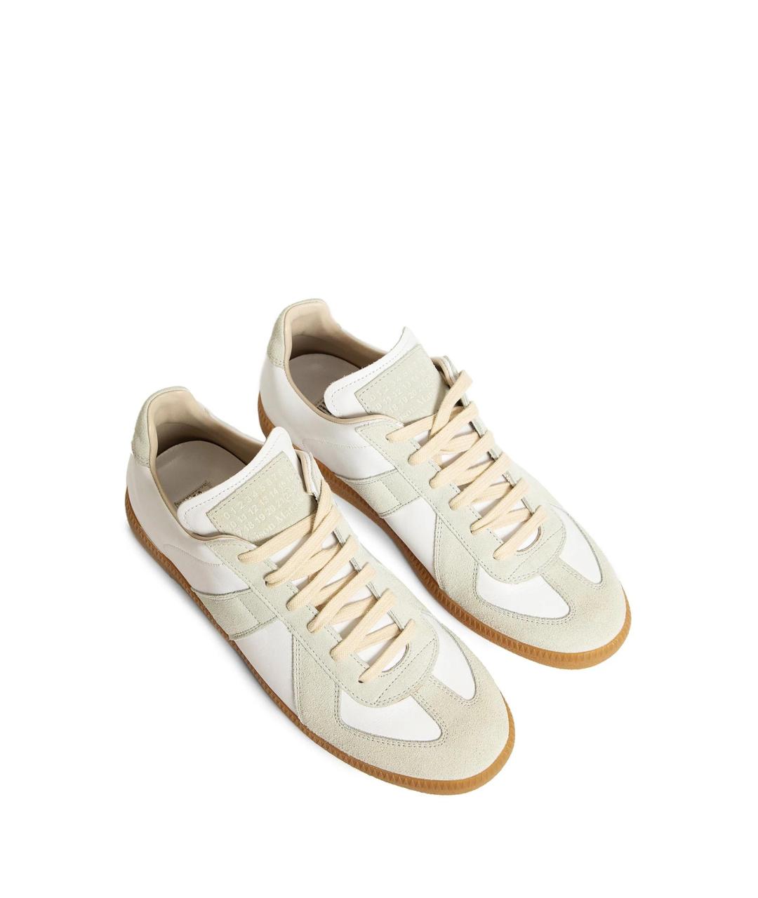 MAISON MARGIELA Белые кожаные низкие кроссовки / кеды, фото 2