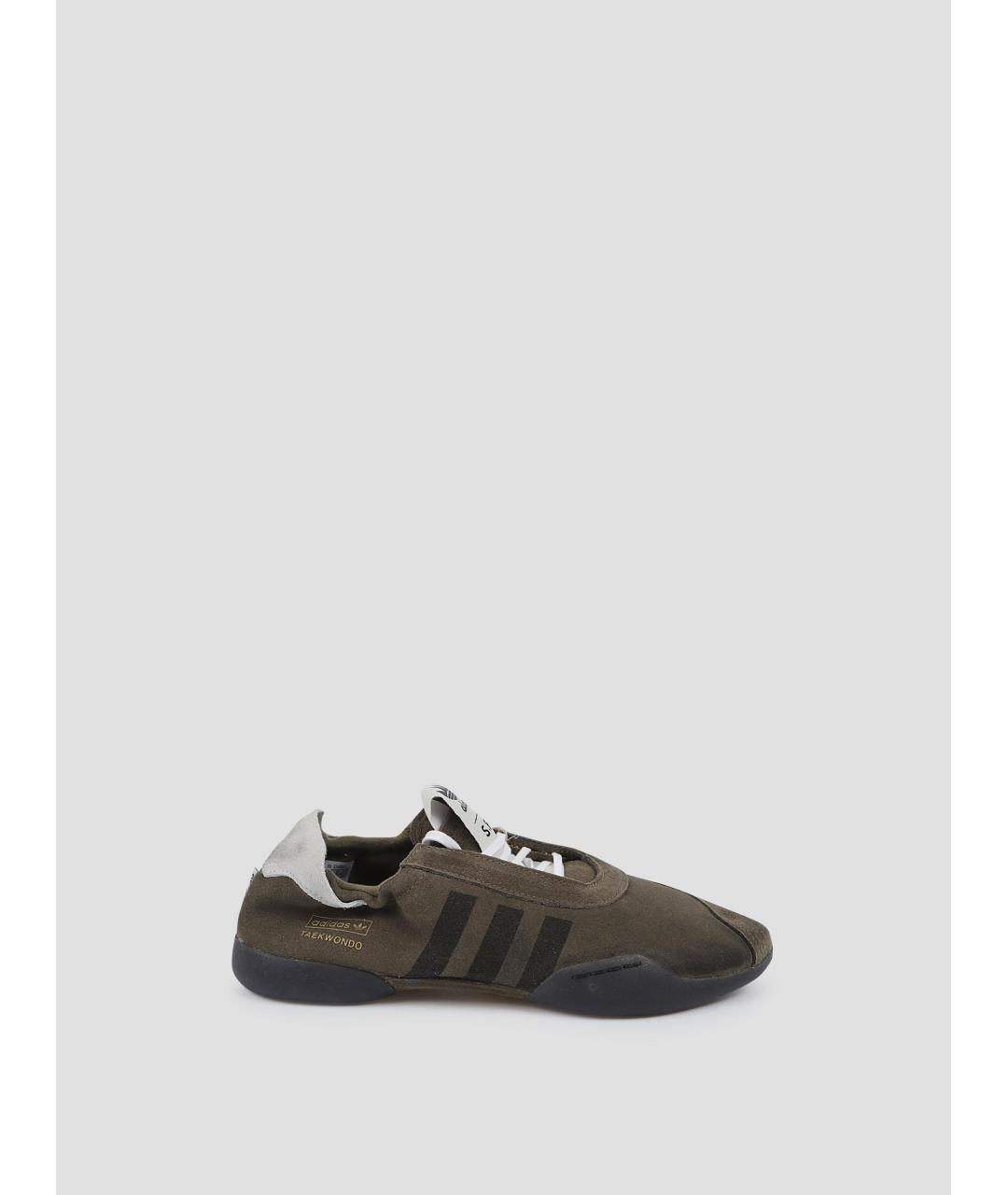 ADIDAS Хаки кожаные кроссовки, фото 4