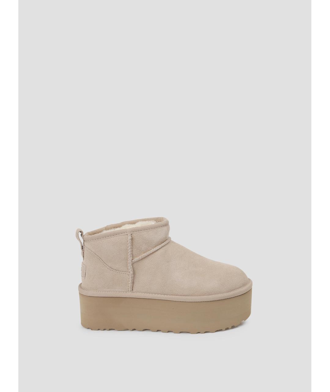 UGG AUSTRALIA Бежевые кожаные ботинки, фото 5
