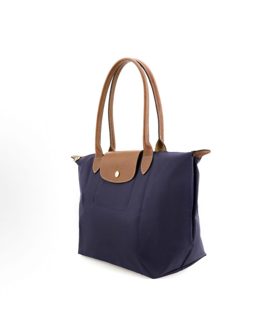 LONGCHAMP Темно-синяя тканевая сумка с короткими ручками, фото 3