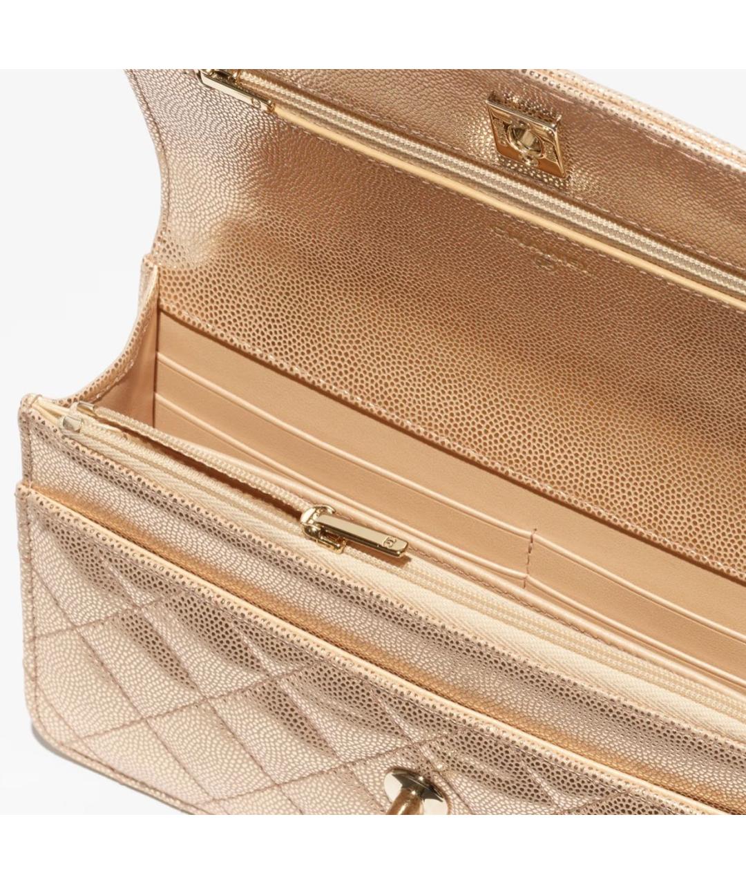 CHANEL Золотая кожаная сумка через плечо, фото 5