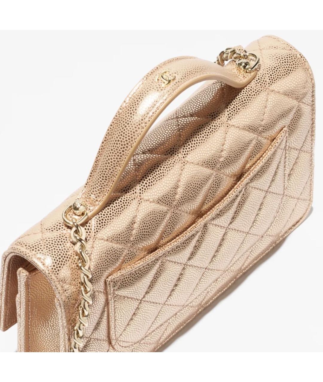 CHANEL Золотая кожаная сумка через плечо, фото 6