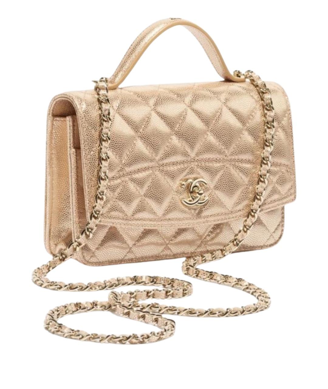 CHANEL Золотая кожаная сумка через плечо, фото 1