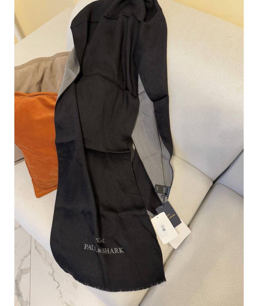 PAUL & SHARK Черный шерстяной шарф, фото 3
