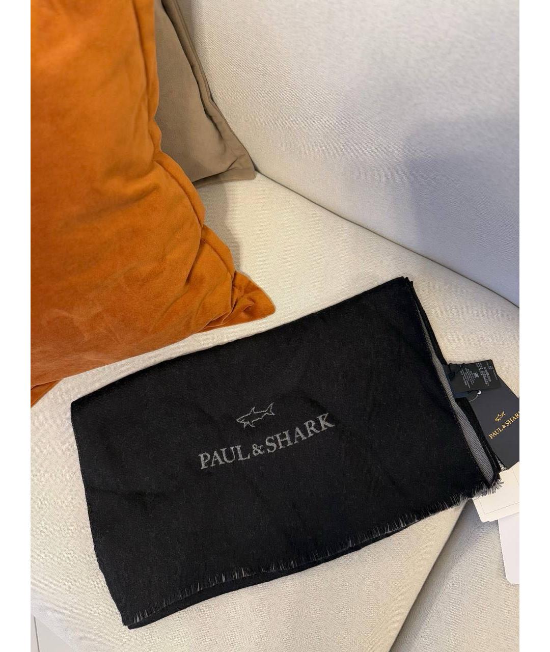 PAUL & SHARK Черный шерстяной шарф, фото 4