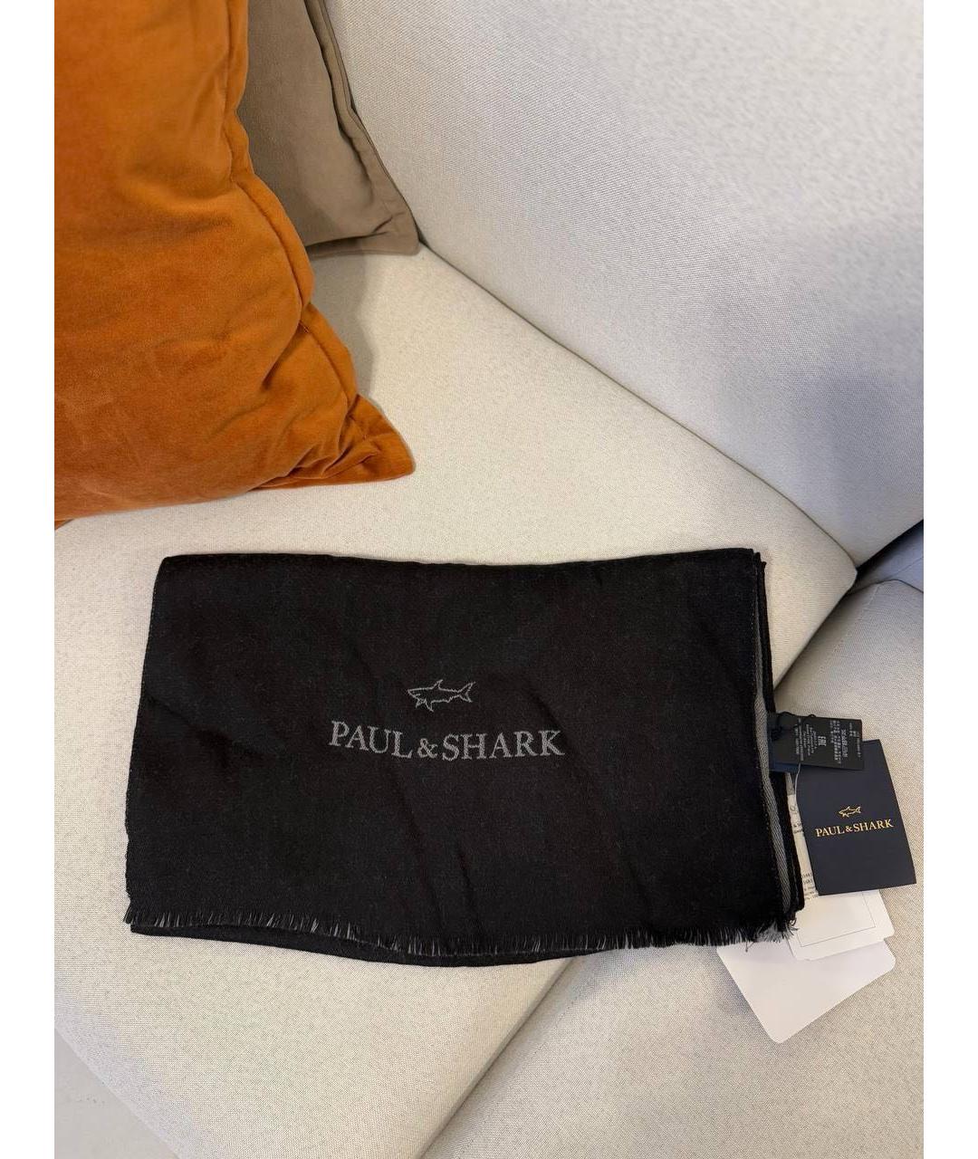 PAUL & SHARK Черный шерстяной шарф, фото 6