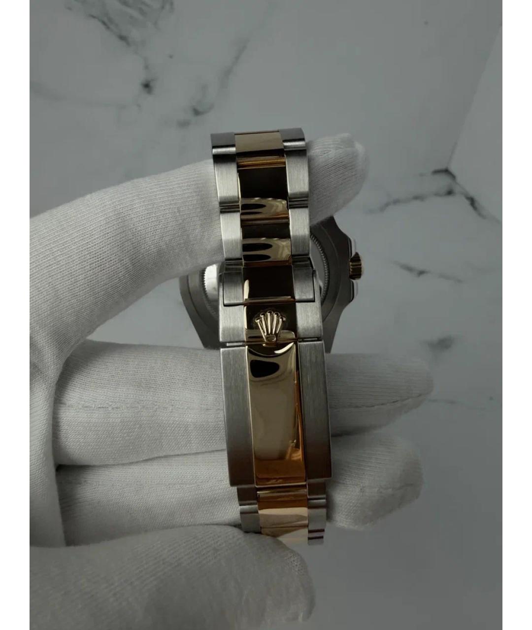 ROLEX Черные часы из желтого золота, фото 6