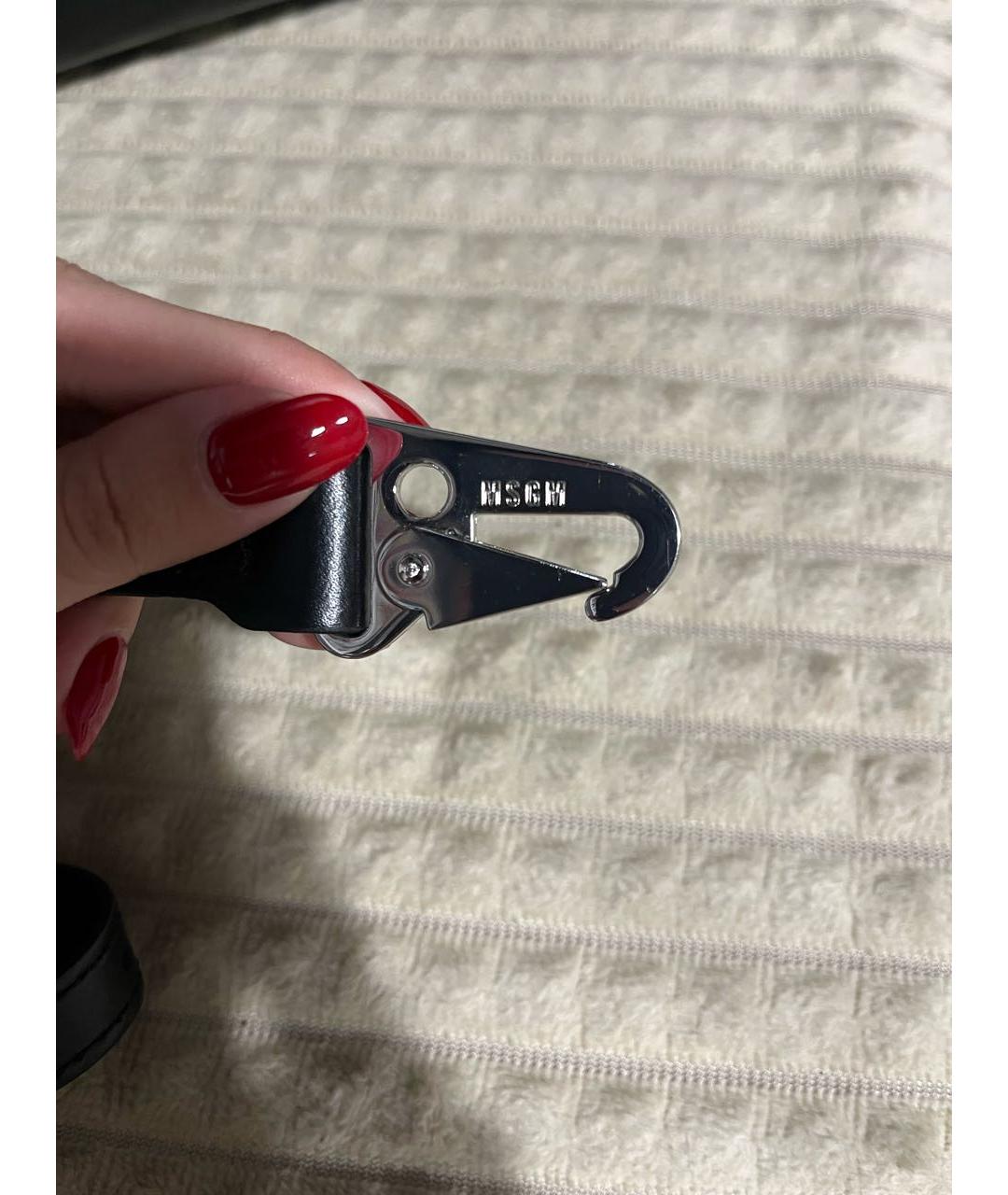 MSGM Черная кожаная сумка с короткими ручками, фото 4