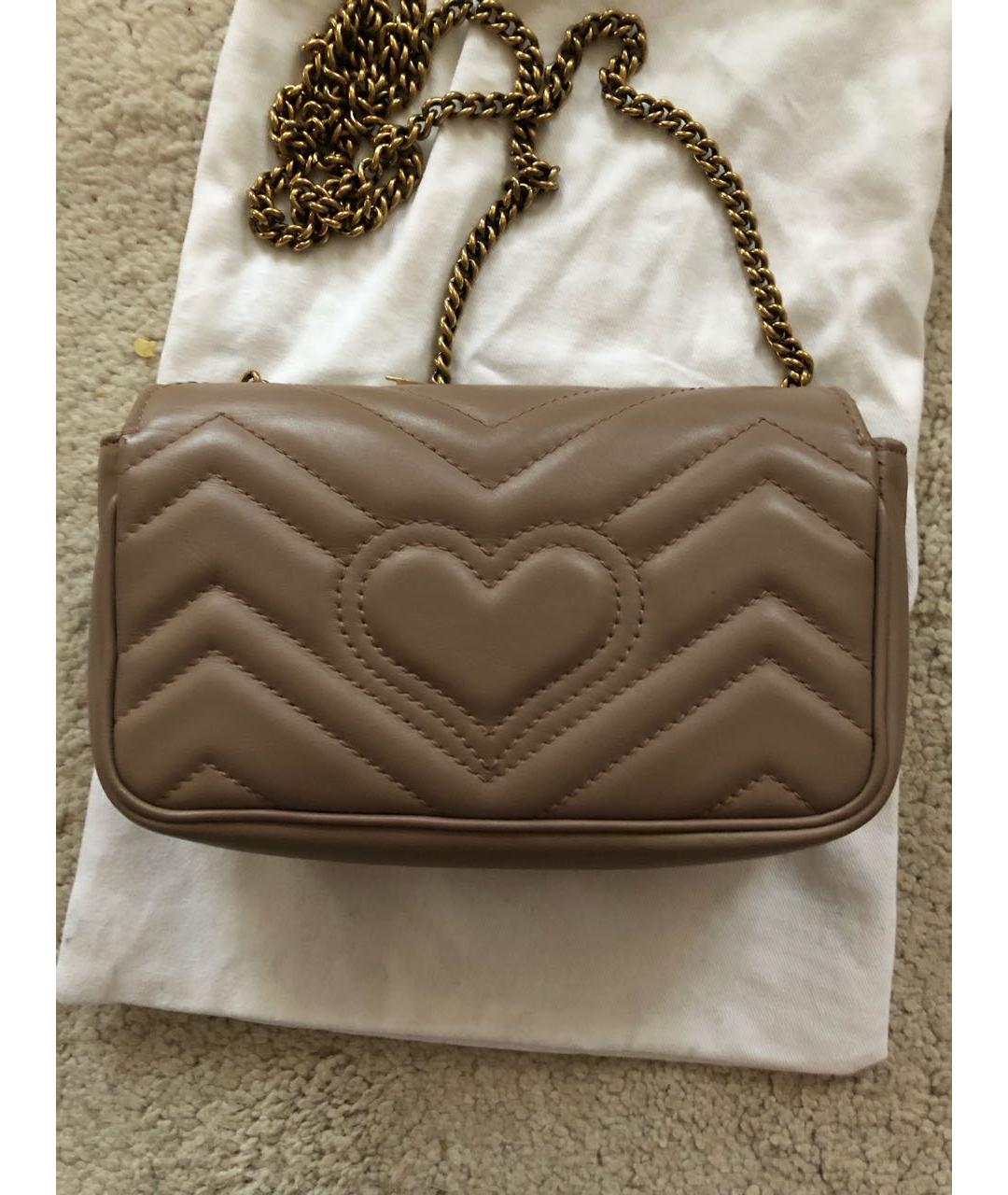 GUCCI Бежевая кожаная сумка через плечо, фото 6