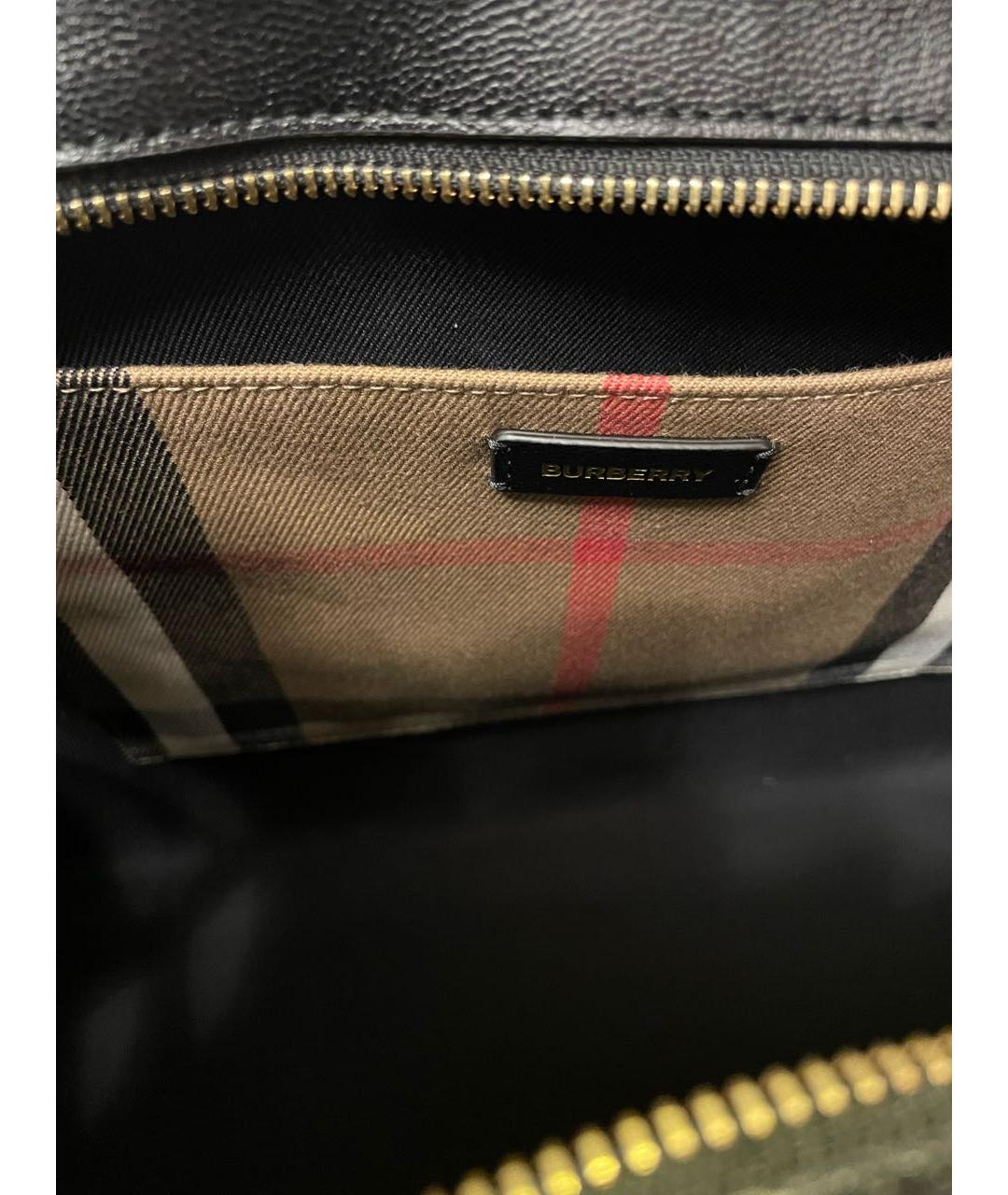 BURBERRY Черная кожаная сумка с короткими ручками, фото 4