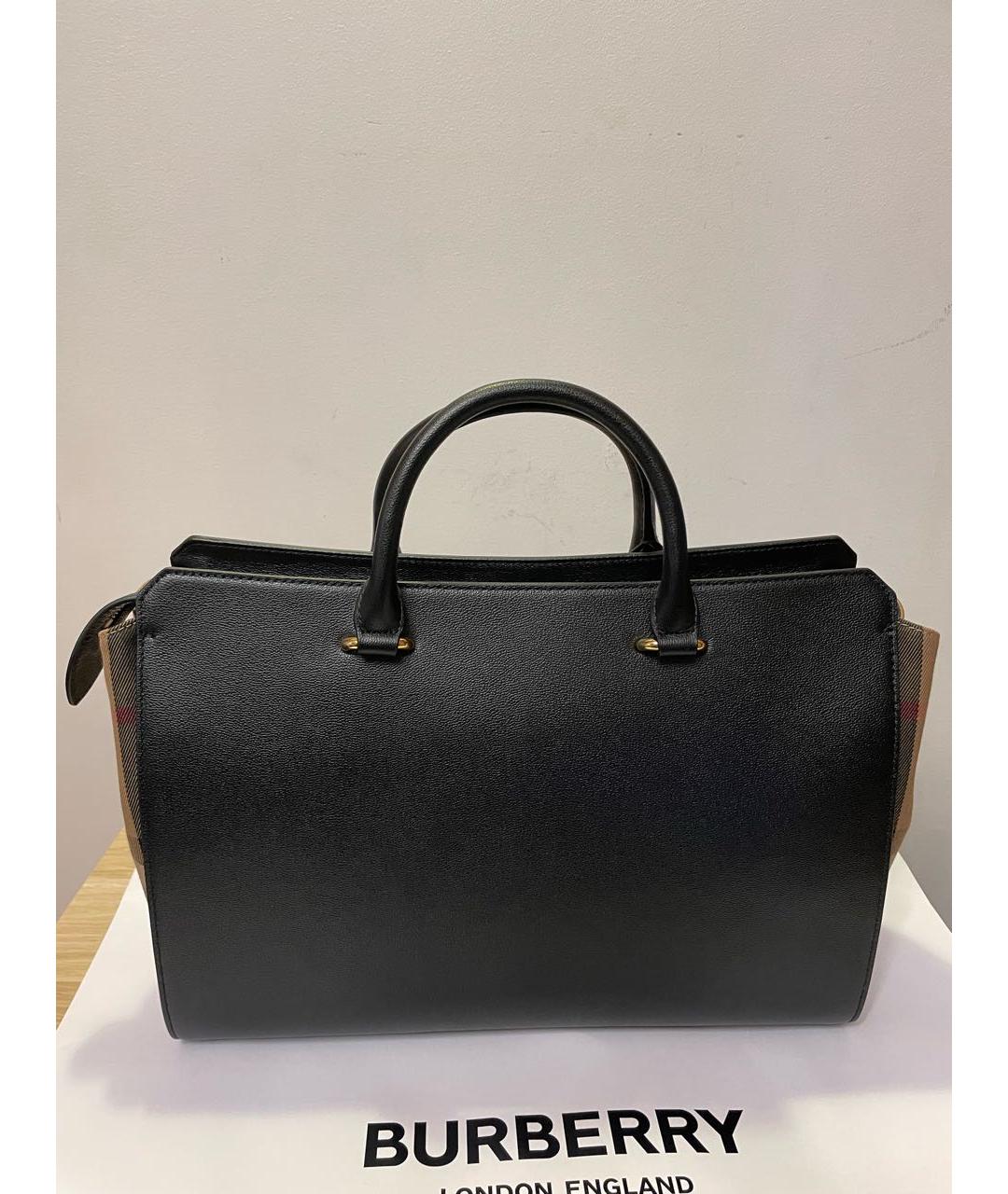 BURBERRY Черная кожаная сумка с короткими ручками, фото 3