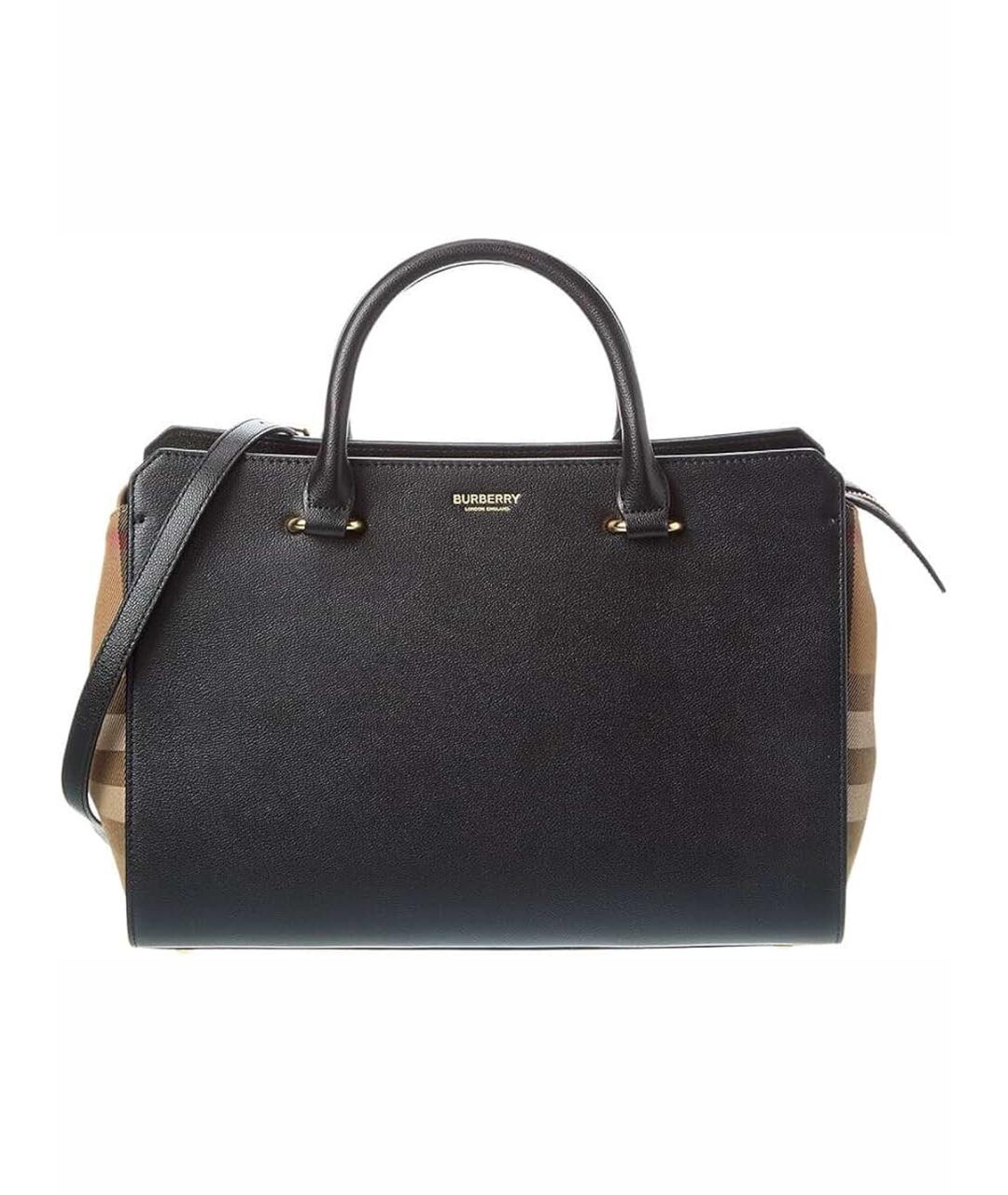 BURBERRY Черная кожаная сумка с короткими ручками, фото 1