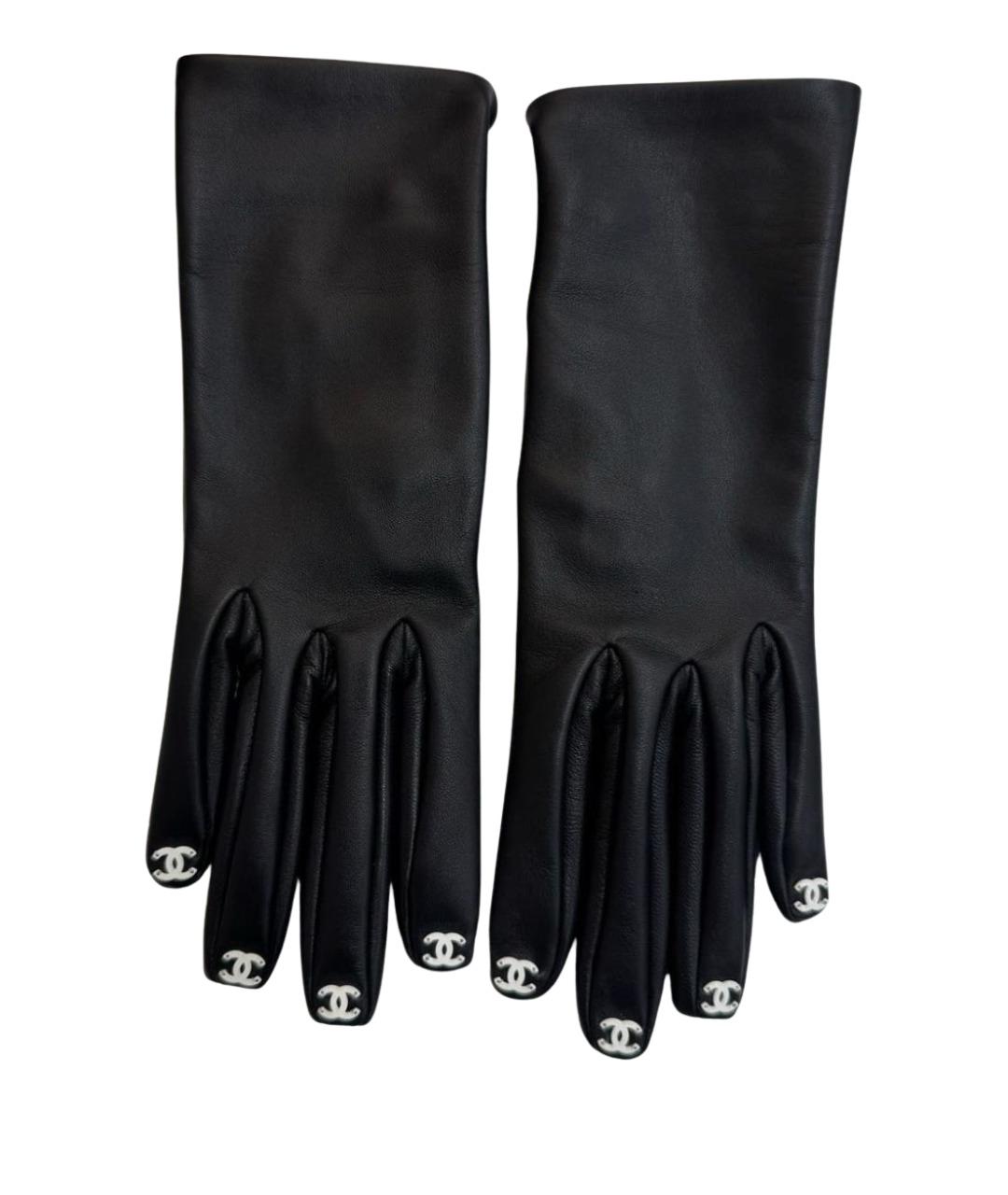 CHANEL Черные кожаные перчатки, фото 1