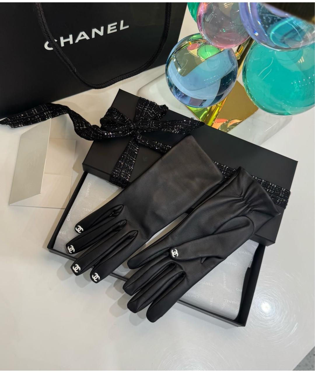 CHANEL Черные кожаные перчатки, фото 7
