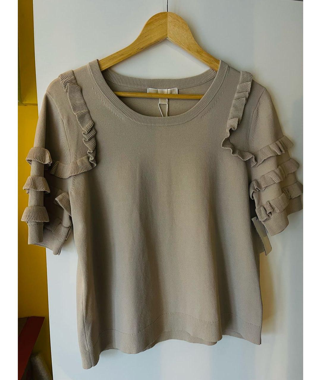 MICHAEL MICHAEL KORS Бежевая вискозная блузы, фото 9