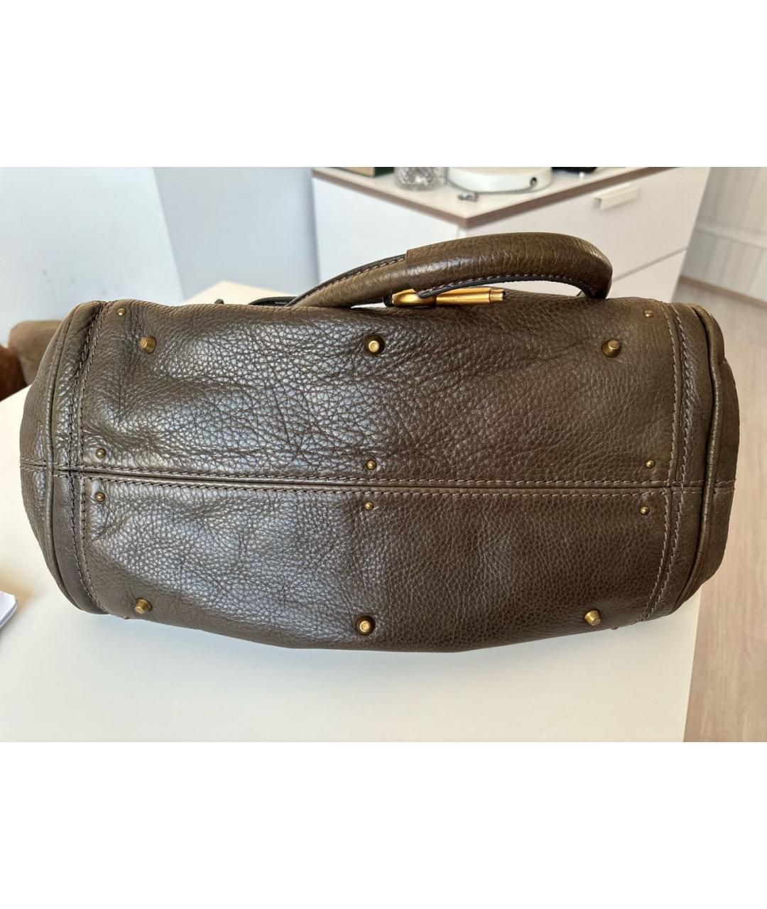 CHLOE Хаки кожаная сумка с короткими ручками, фото 6