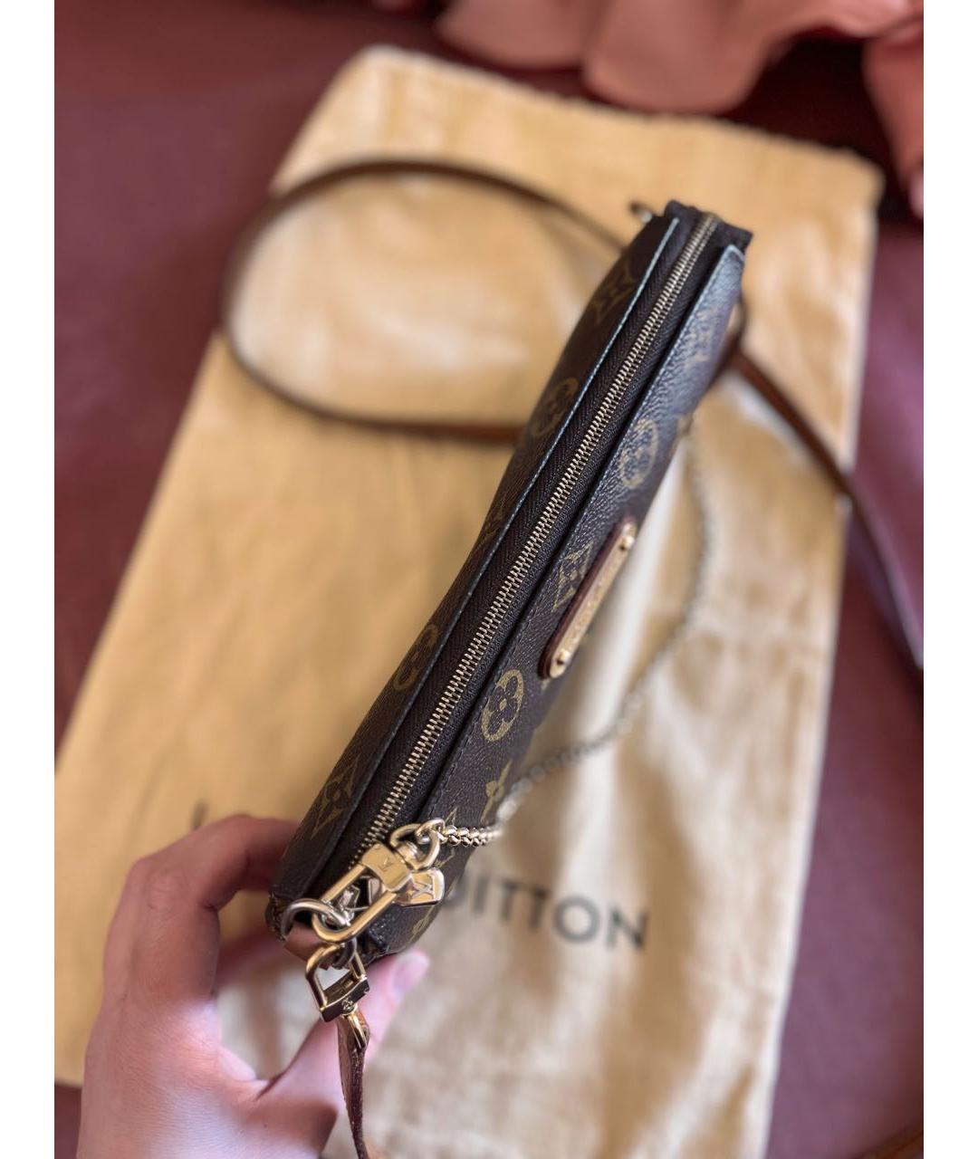 LOUIS VUITTON Коричневая кожаная сумка через плечо, фото 7