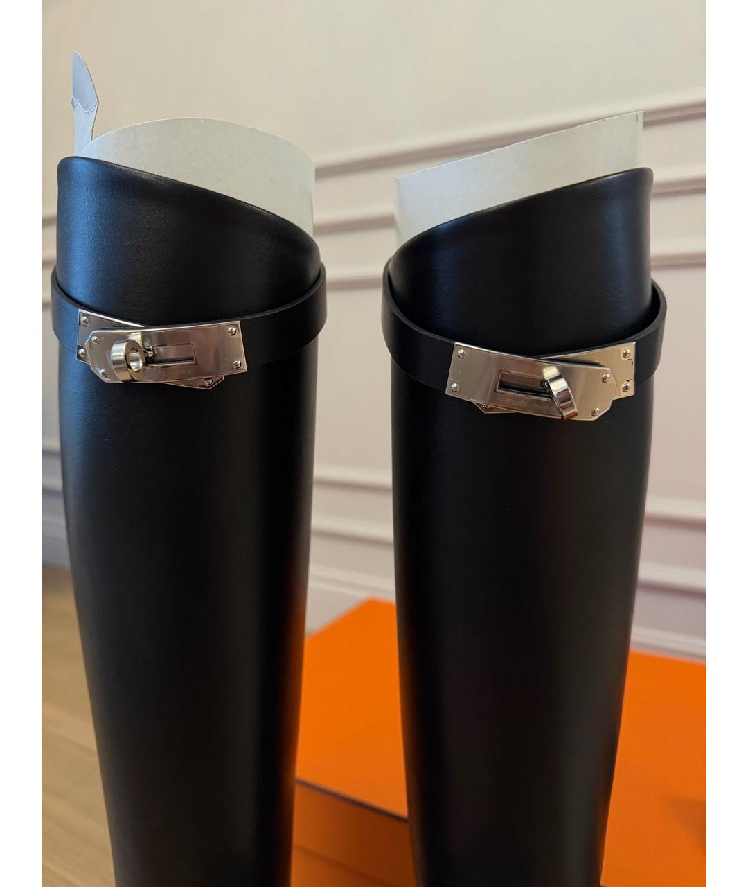 HERMES Черные кожаные сапоги, фото 5