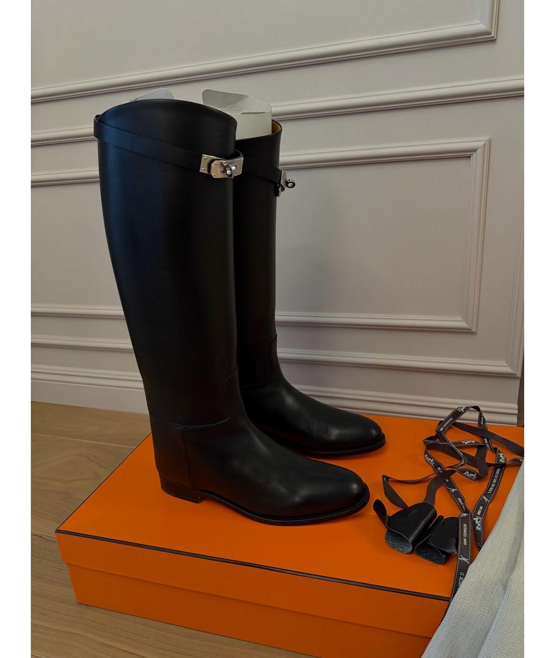 HERMES Черные кожаные сапоги, фото 2