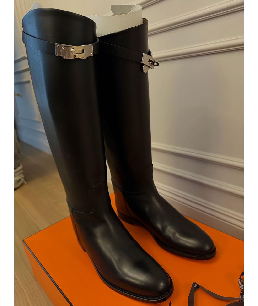 HERMES Черные кожаные сапоги, фото 3