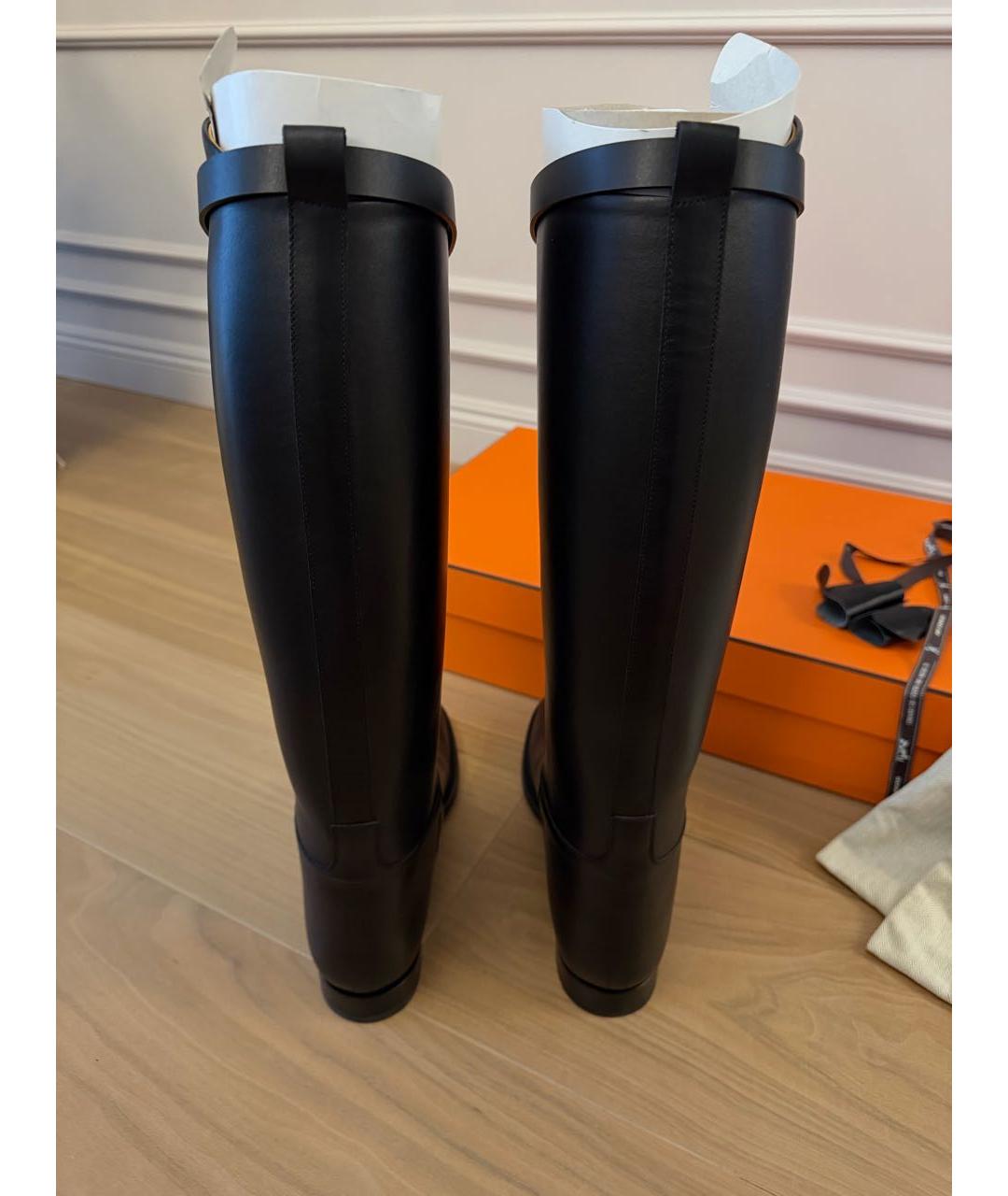 HERMES Черные кожаные сапоги, фото 6