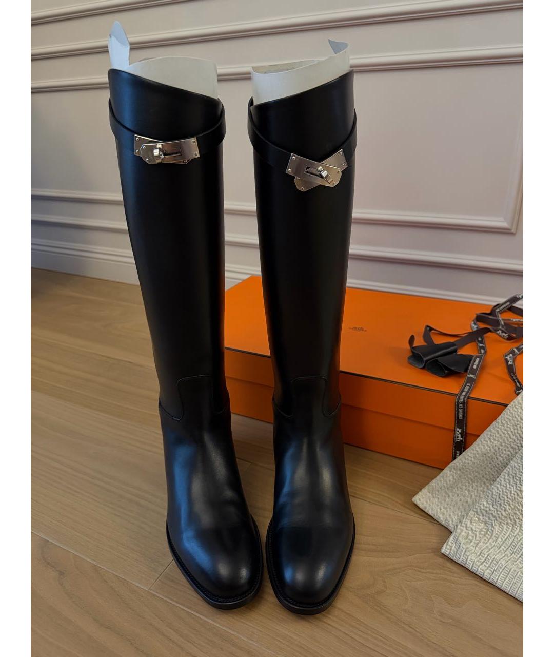 HERMES Черные кожаные сапоги, фото 4