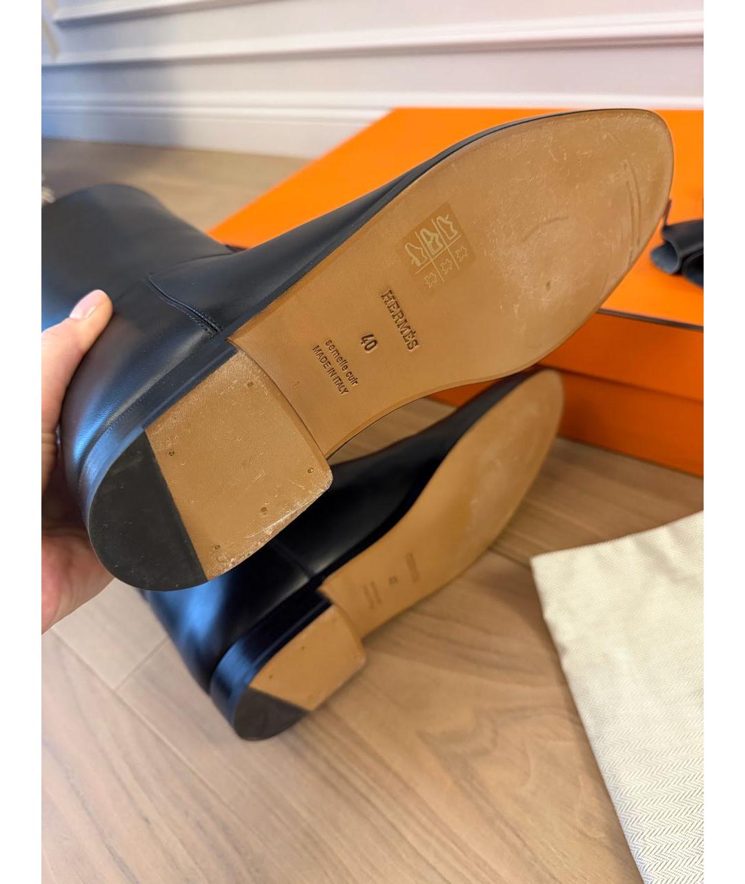 HERMES Черные кожаные сапоги, фото 8