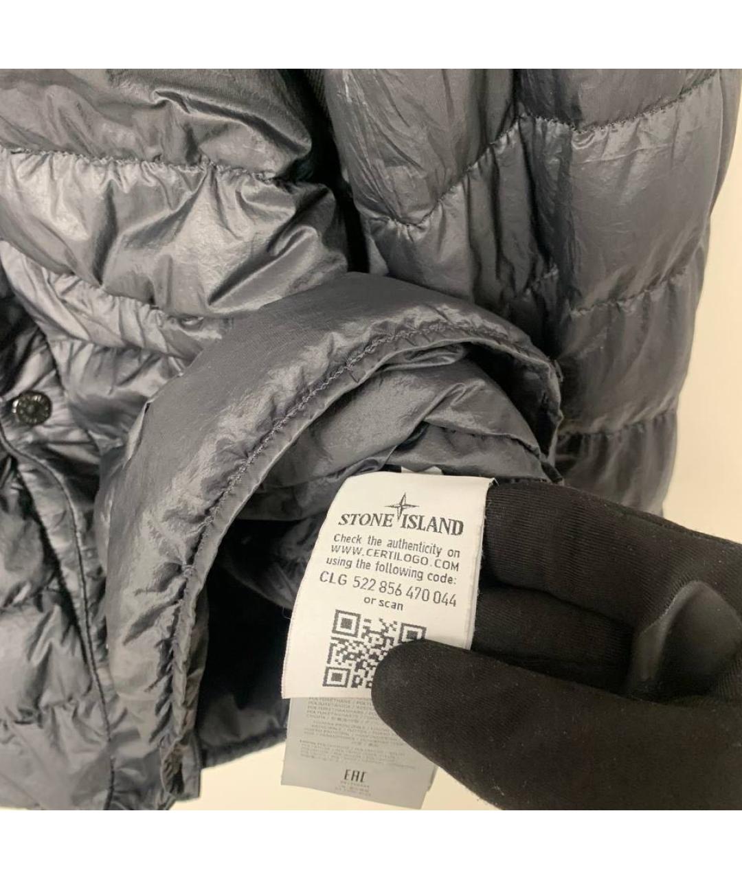 STONE ISLAND Черный полиэстеровый пуховик, фото 4