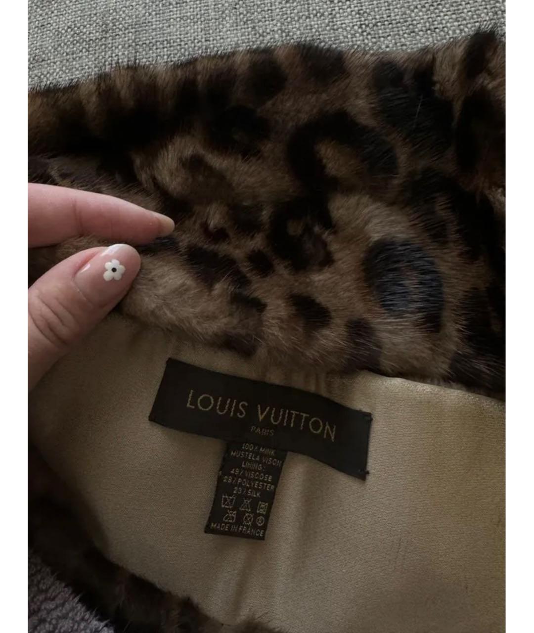 LOUIS VUITTON Коричневый шерстяной шарф, фото 3