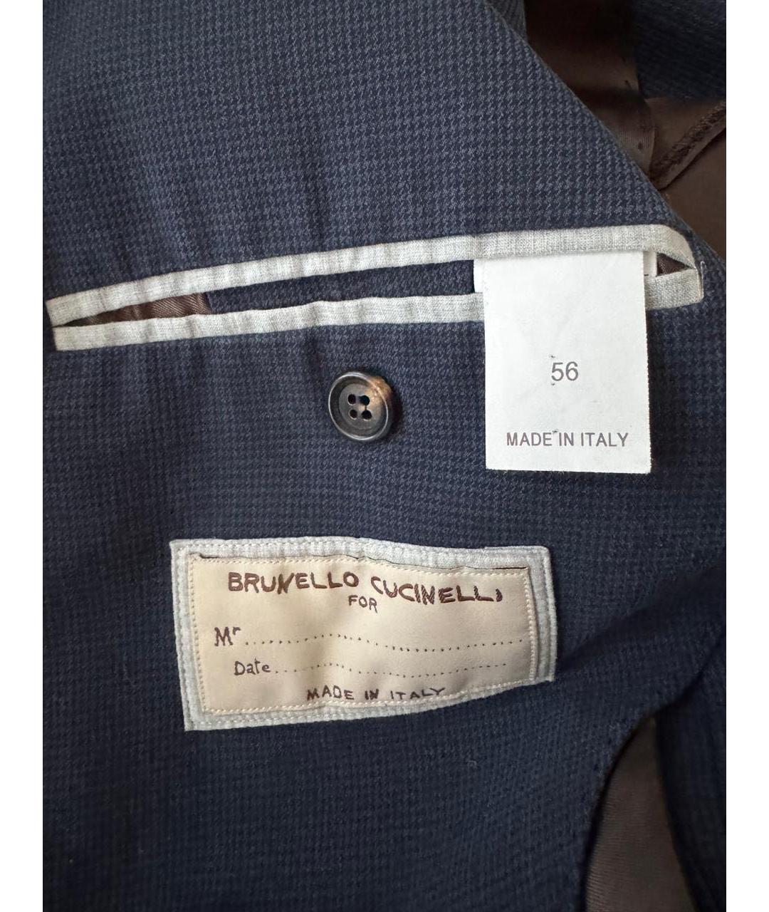 BRUNELLO CUCINELLI Темно-синий хлопковый пиджак, фото 3