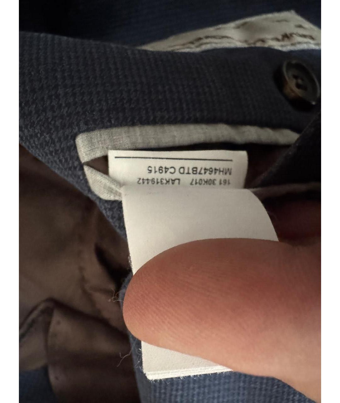 BRUNELLO CUCINELLI Темно-синий хлопковый пиджак, фото 5