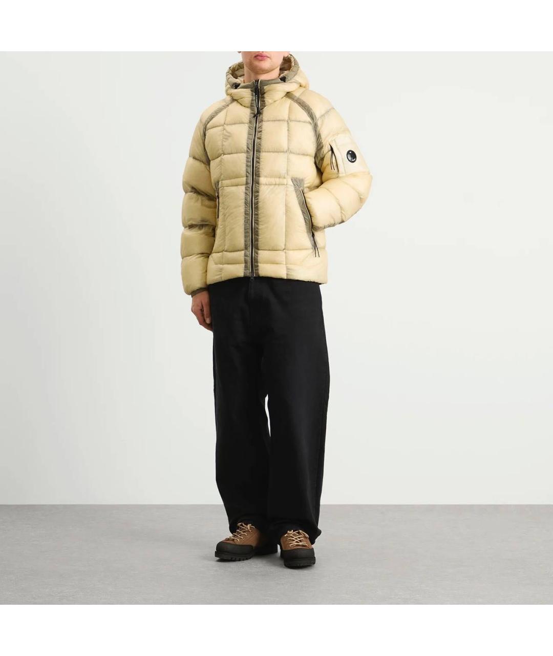 CP COMPANY Бежевый полиамидовый пуховик, фото 4