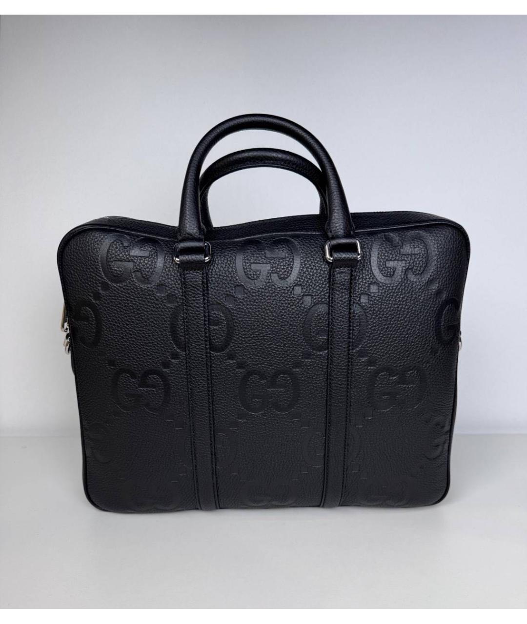 GUCCI Черный кожаный портфель, фото 3