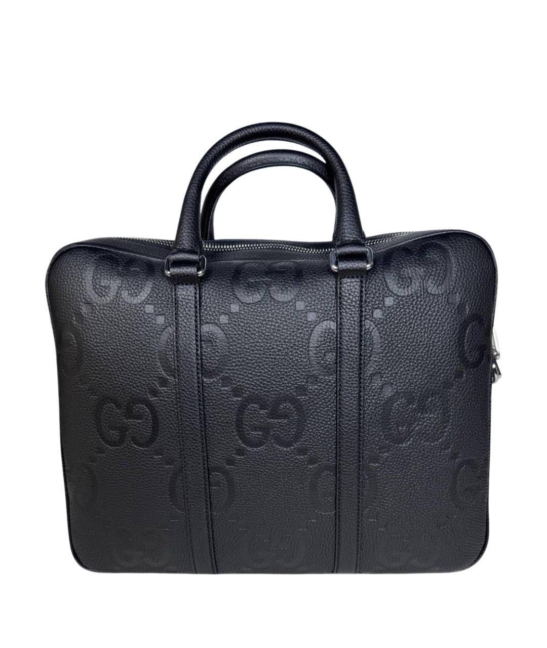 GUCCI Черный кожаный портфель, фото 1