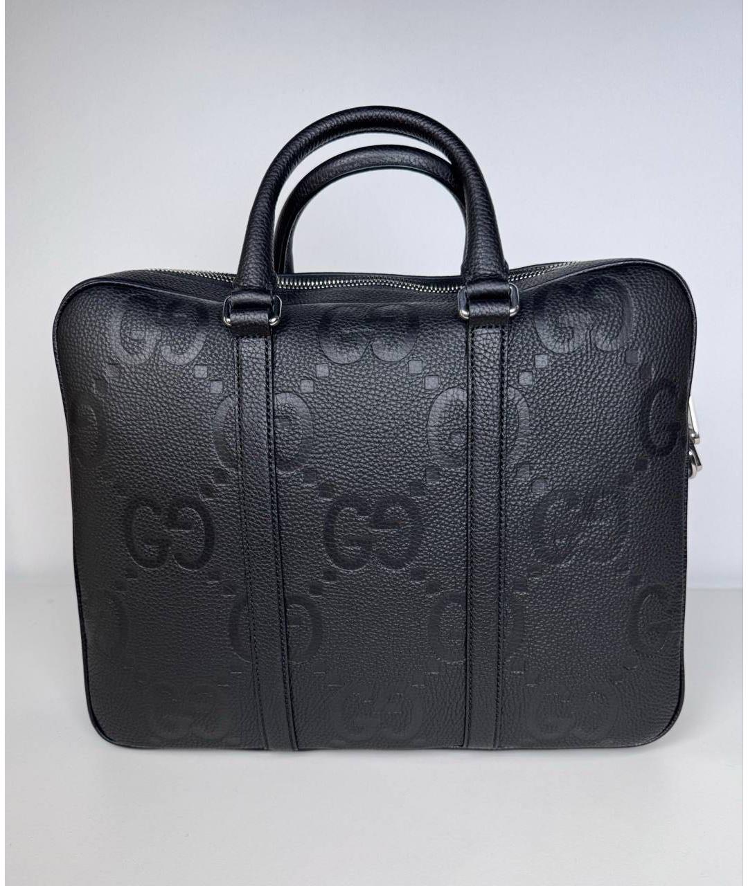 GUCCI Черный кожаный портфель, фото 4