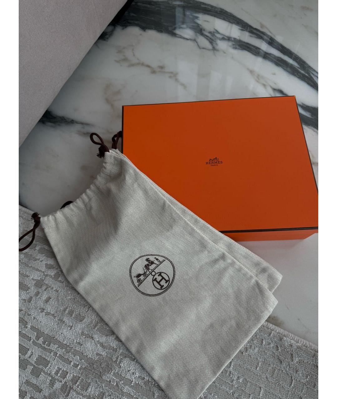 HERMES Коричневые кожаные шлепанцы, фото 5