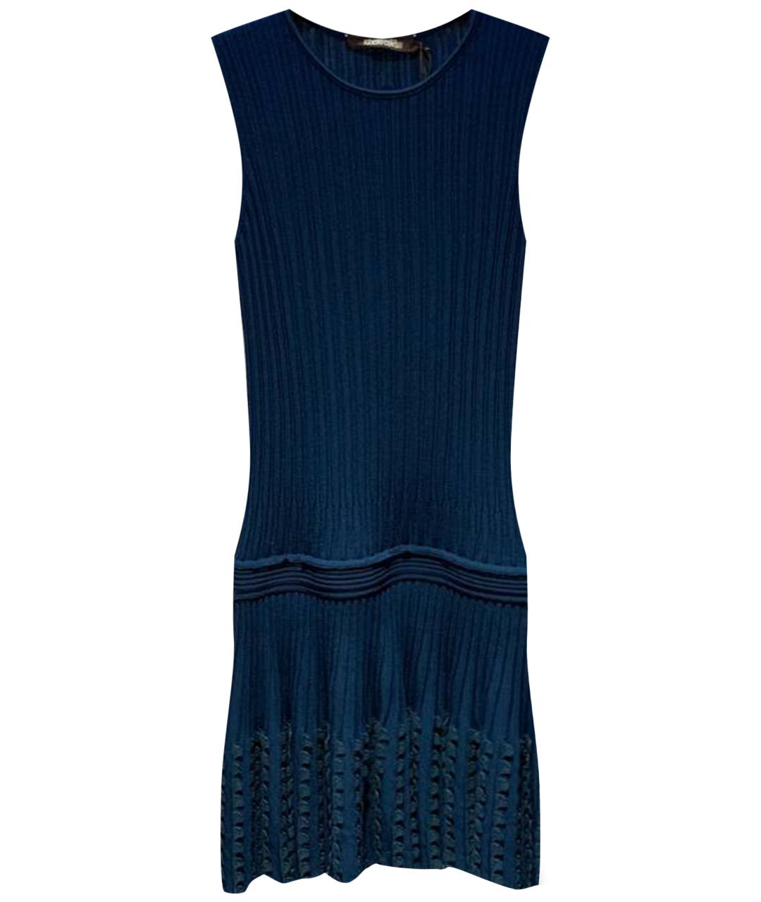 ROBERTO CAVALLI Синее шерстяное повседневное платье, фото 1